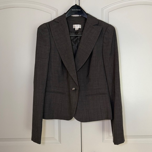 Ann Taylor LOFT Jackets & Blazers - Ann Taylor LOFT Women Charcoal Gray Wool Blend Single Button Blazer Jacket Sz 10